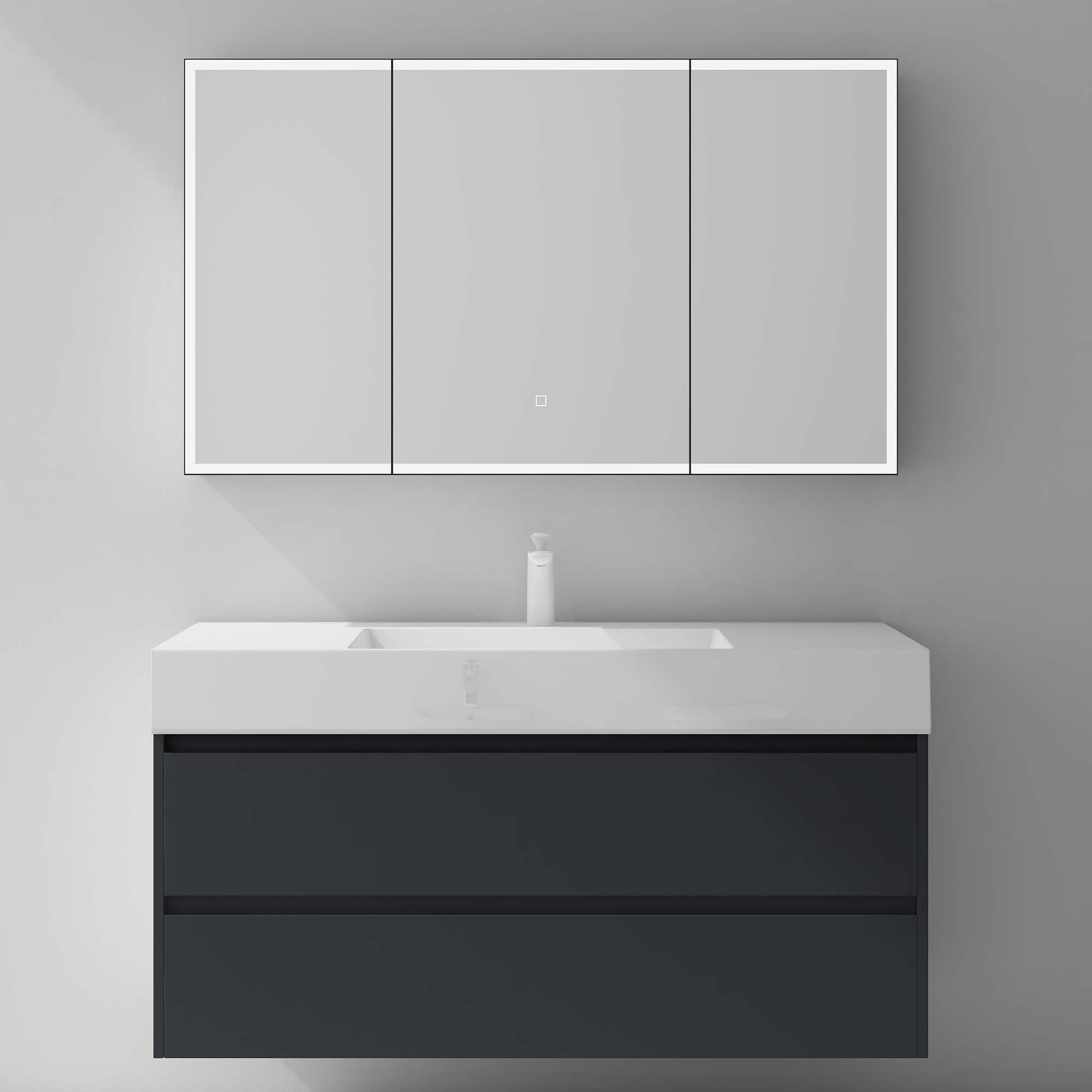 Mai & Mai Armoire De Toilette Avec LED Armoire Suspendue De Salle De Bain Avec Miroir Armoire Miroir Mural 80x15x70 Cm Blanc Mat Spiegelsr 04 92242343