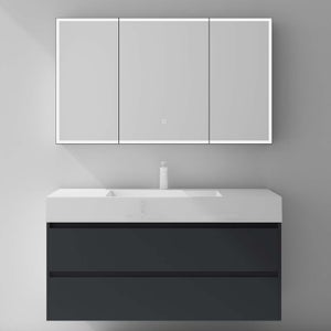 Armoire murale de salle de bain LED - 2 portes, 3 étagères - Armoire de toilette intelligente avec mioir LED - 80x13.5x60cm - Blanc - Maison