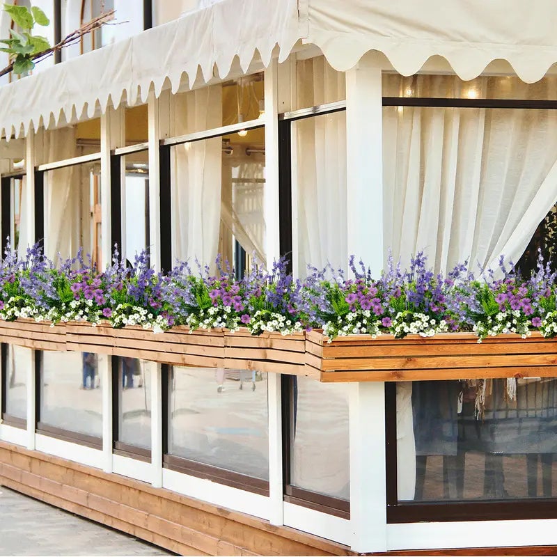 Fleurs Artificielles Haut de Gamme – 18 Pièces Lavande et Mixte – Décoration Porche, Jardin, Ferme – Résistantes aux Intempéries (UV) - 4