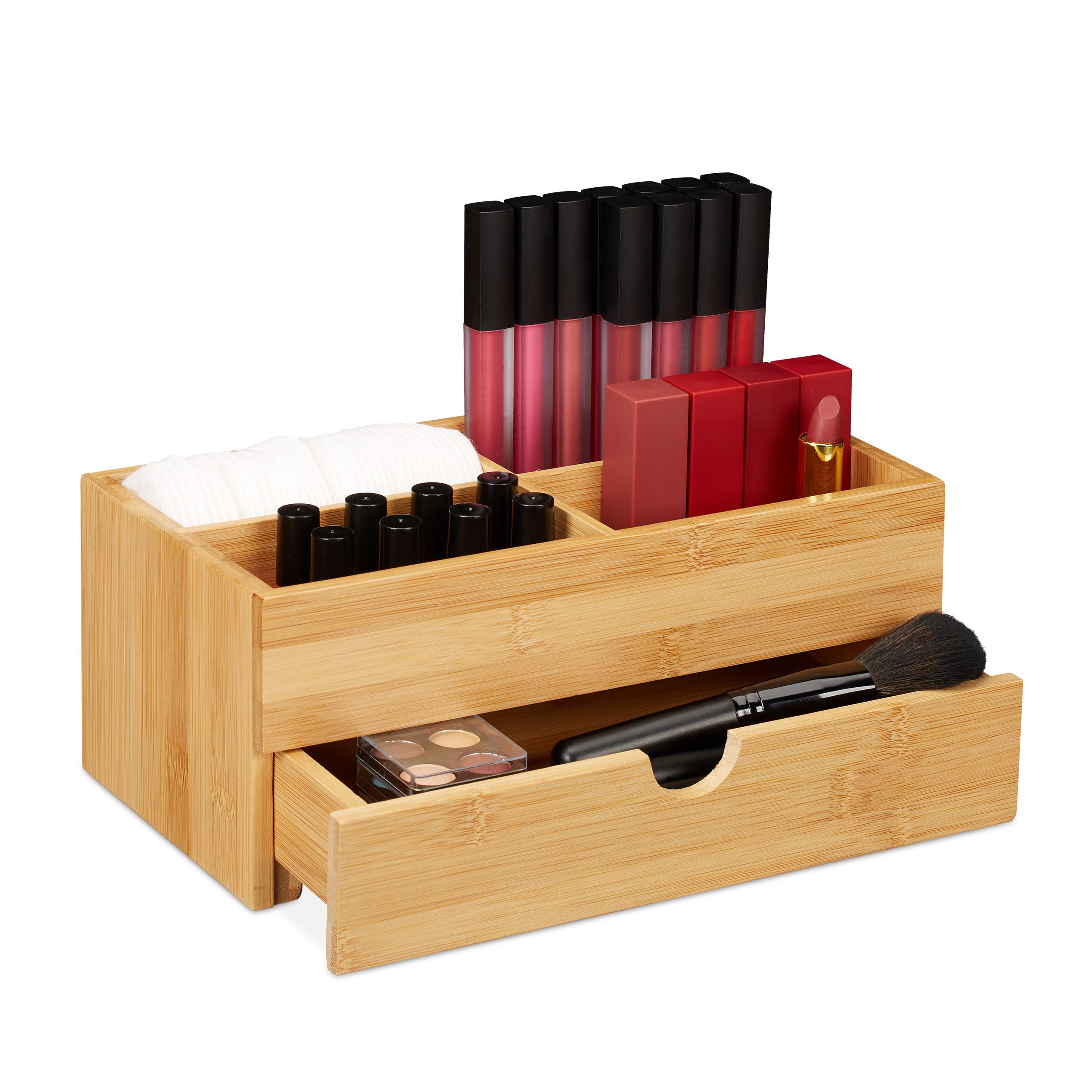 Organizer In Bambù Relaxdays - Portaoggetti Per Bagno, Cucina O Ufficio, 9.5x23x9 Cm - Foto 11