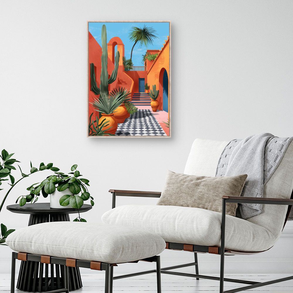 Toile encadrée Oasis méditerranéenne / 50x70cm / Cadre Effet naturel / Fabriqué en France / Toile murale / DADA ART - 2