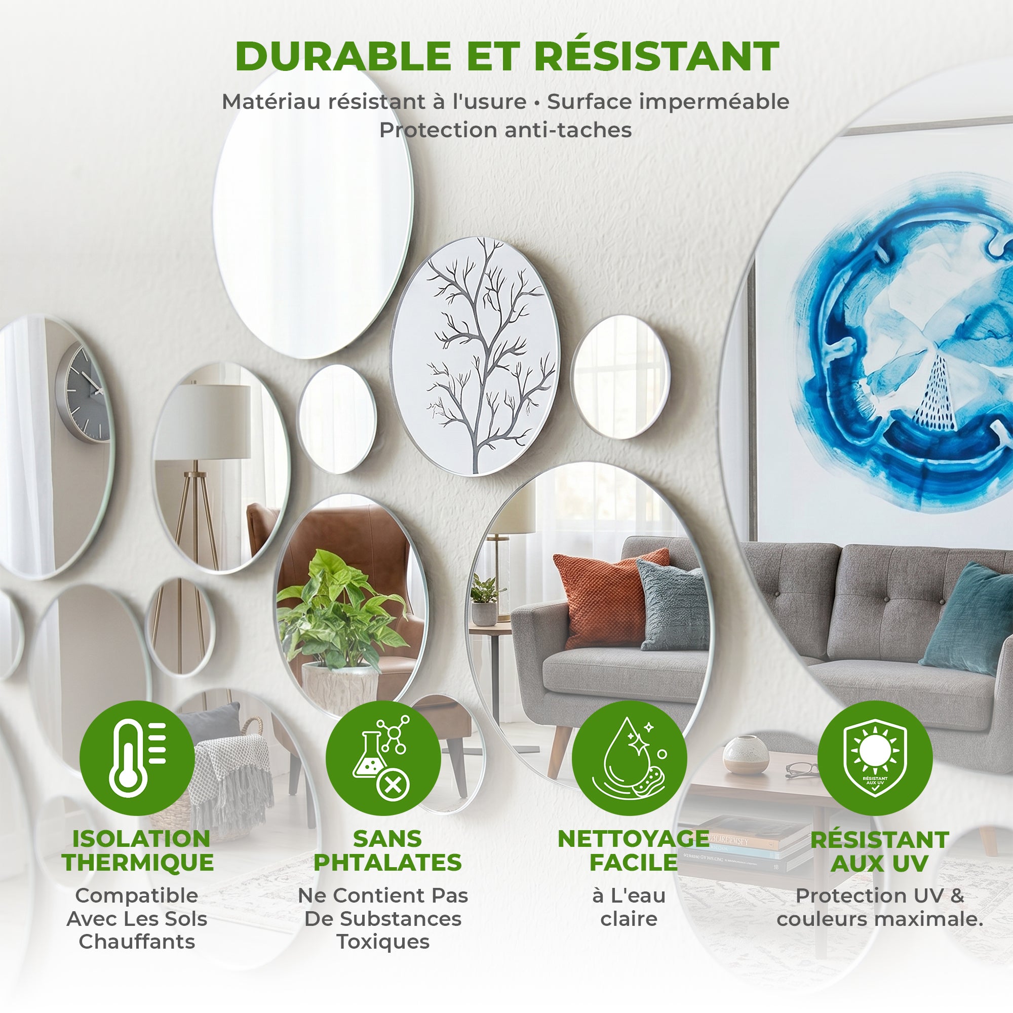 26 stickers miroirs ronds - Autocollants stickers adhésifs effet miroir - 5