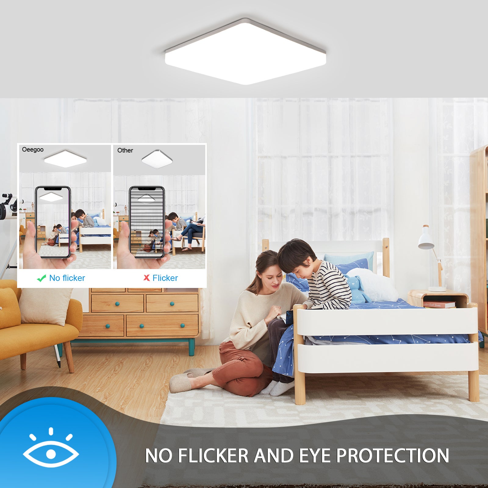 LOVHAUS Plafonnier LED RGB 24W Dimmable avec Télécommande, Luminaire LED Plafond Cuisine LED 2400LM pour Salon, Salle de Bain, Chambre d'enfant,IP54 - 4