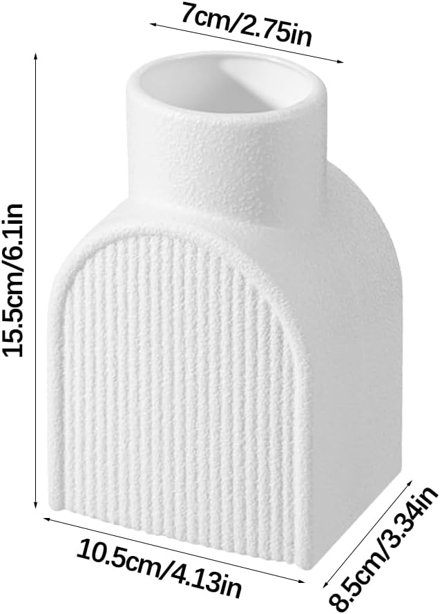 Conjunto de 2 vasos de plástico listrados, modernos e resistentes, brancos, inquebráveis, para decorar a sala de estar, o escritório ou um casamento. - 2