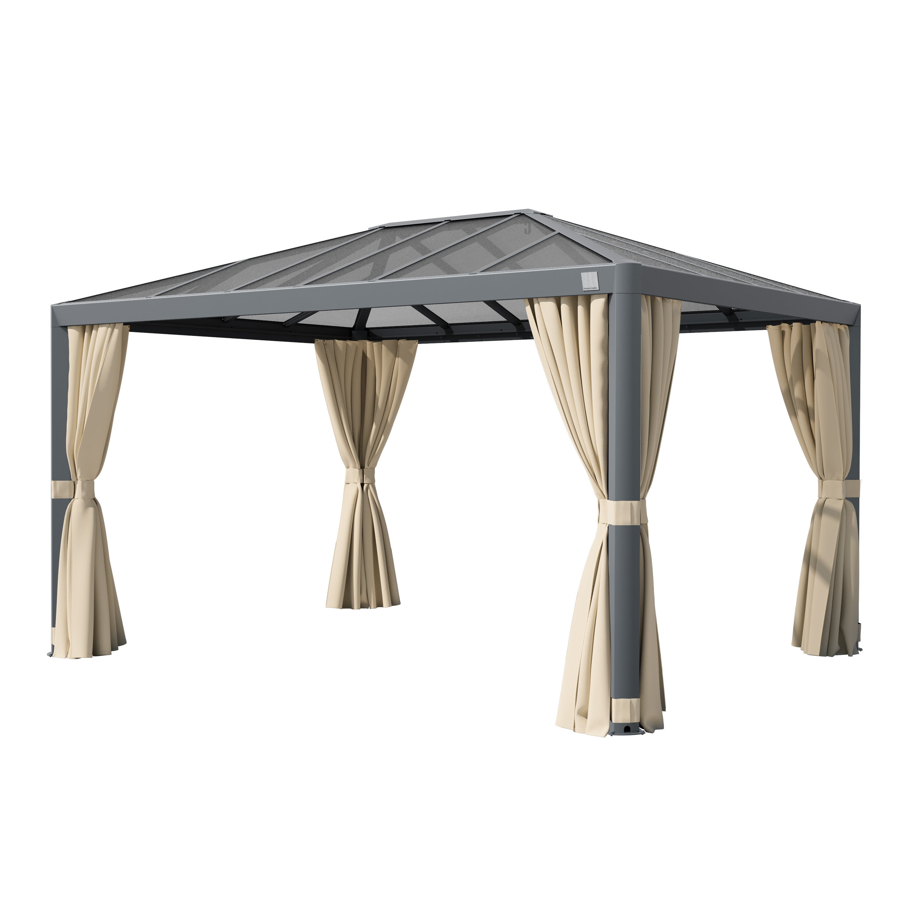 PRIMEYARD Pawilon ogrodowy 3x4 m Hardtop dach z poliwęglanu z 4 ściany boczne, szampański
