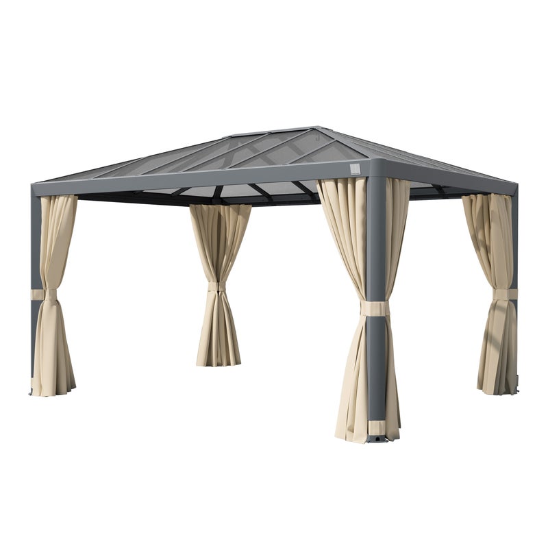 PRIMEYARD Pawilon ogrodowy 3x4 m Hardtop dach z poliwęglanu z 4 ściany boczne, szampański