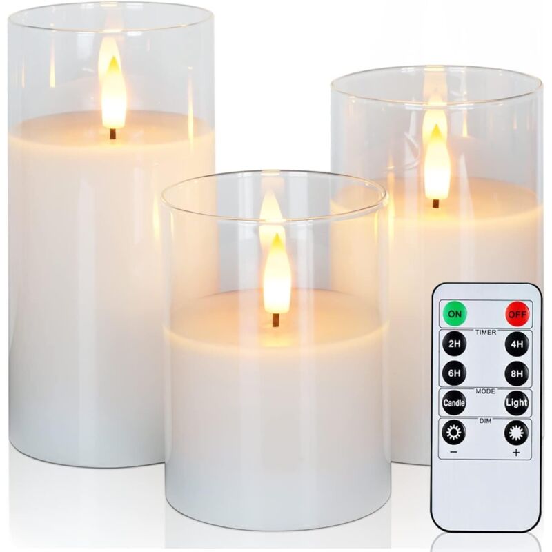 Lot de 6 Bougies à LED, Bougie Chandelier LED Décorative, Sans Flamme, Télécommande avec Minuterie, Piles, pour Bougeoirs, Mariage, Halloween, Décoration de Noël (Beige