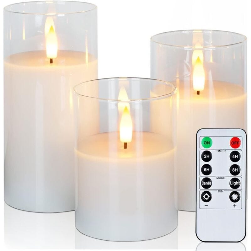 Lot de 6 Bougies à LED, Bougie Chandelier LED Décorative, Sans Flamme, Télécommande avec Minuterie, Piles, pour Bougeoirs, Mariage, Halloween, Décoration de Noël (Beige Lot de 6 Bougies à LED, Bougie Chandelier LED Décorative, Sans Flamme, Télécommande avec Minuterie, Piles, pour Bougeoirs, Mariage, Halloween, Décoration de Noël (Beige