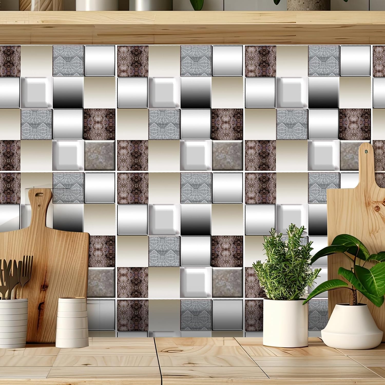 10 Pièces Sticker Cuisine 30x15cm Brique Carrelage Auto-adhésif PVC Blanc Autocollant Muraux Salle de Bain Mural Décor - Bricolage