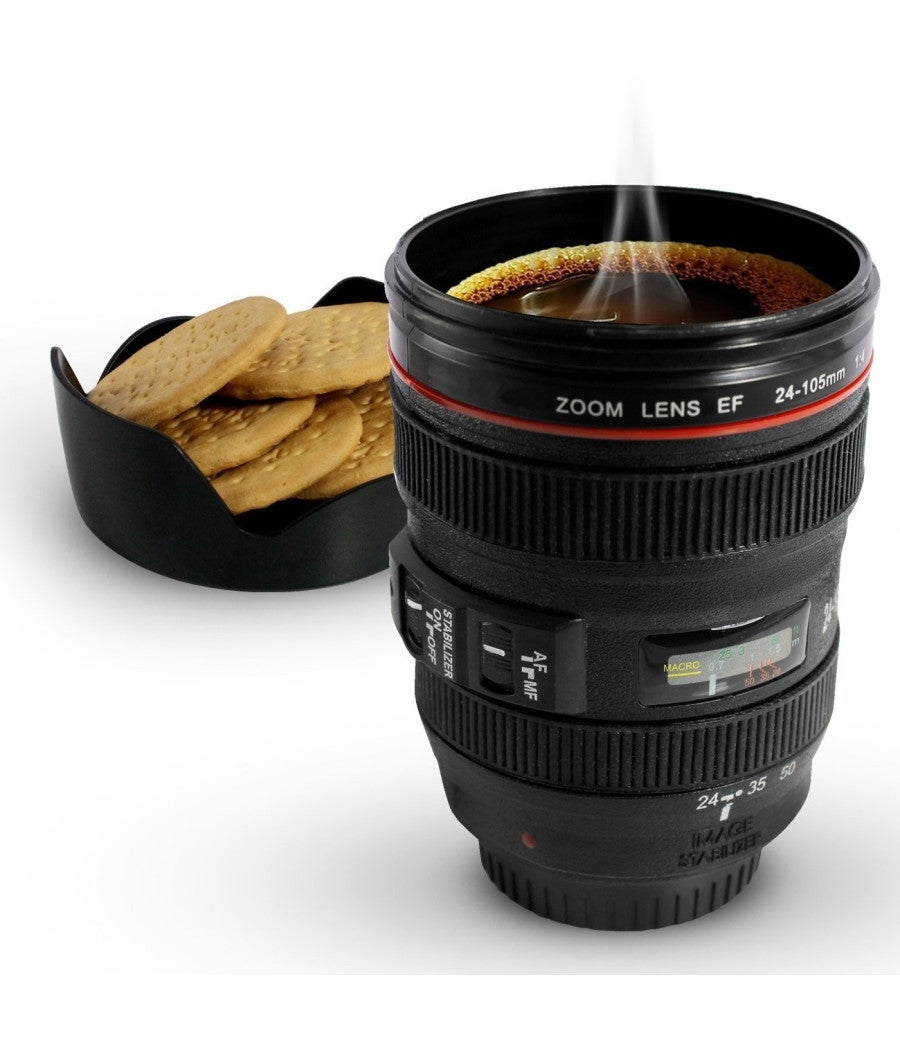 Trade Shop - Tazza Per Bevande A Forma Di Obiettivo Di Macchina Fotografica Con Coperchio - - 2