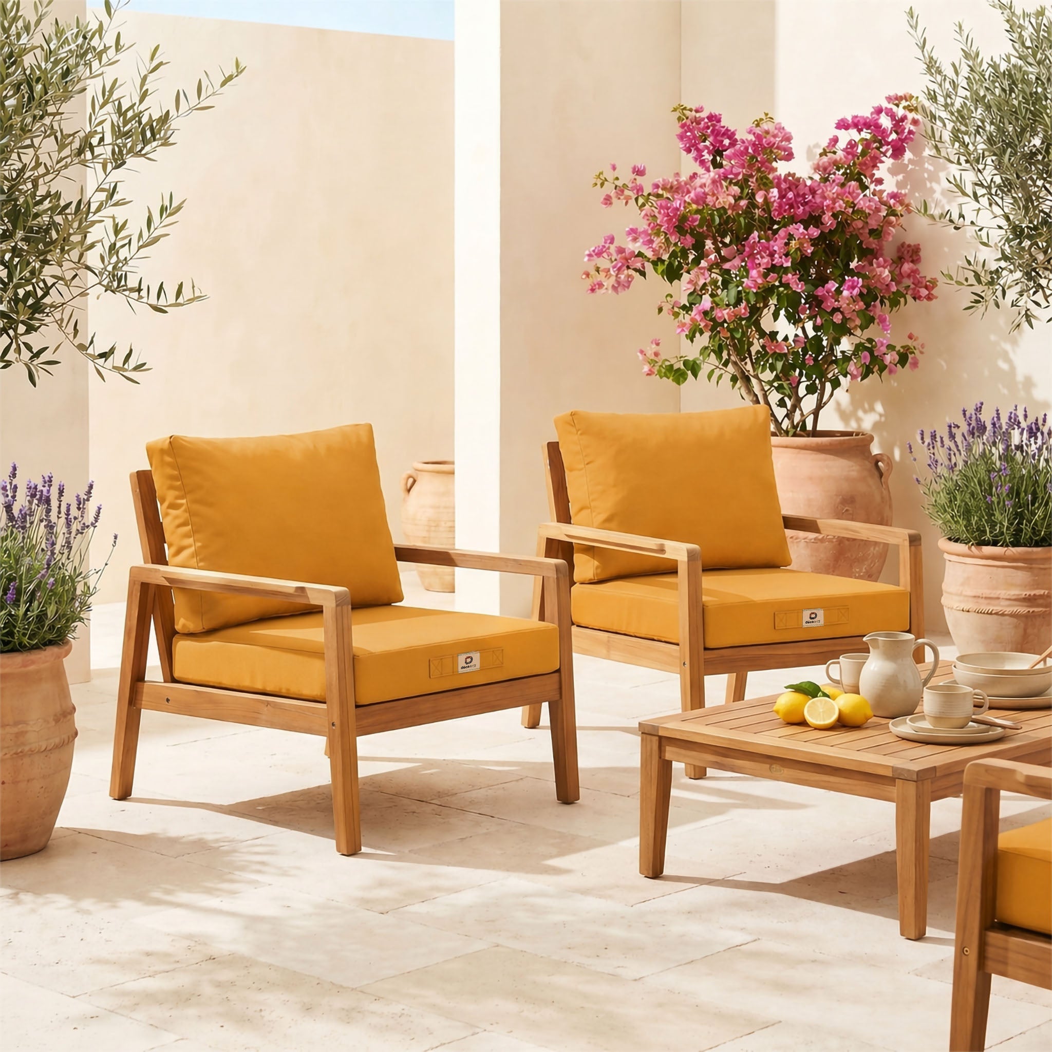 Coussins pour salon de jardin déhoussable 60x60cm Jaune - 2