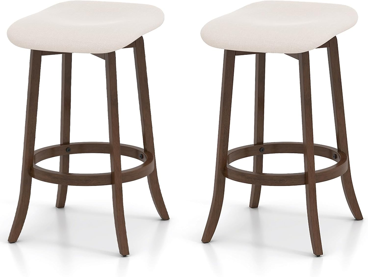 Zestaw 2 Stołków Barowych, Stołek Kuchenny Obracający się o 360°, Stołek Barowy z Podnóżkiem, Stołek Bistro