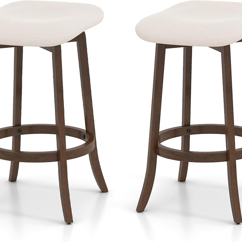 Zestaw 2 Stołków Barowych, Stołek Kuchenny Obracający się o 360°, Stołek Barowy z Podnóżkiem, Stołek Bistro