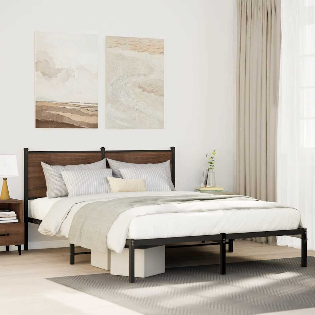 Łóżko Metalowe Czarne Rama łóżka Ze Stelażem Łóżko Do Sypialni Pokoju 137x190 cm