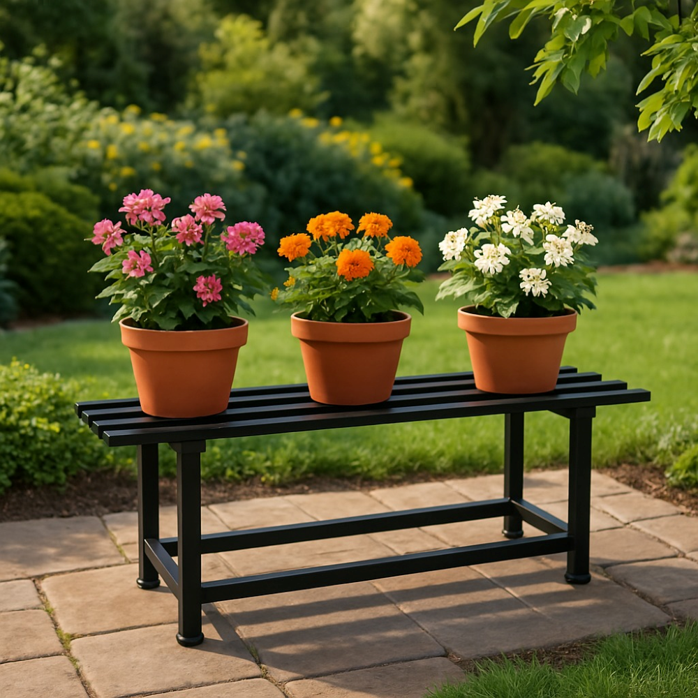 Fioriera portafiori vaso Rialzata da interno esterno in metallo verniciato a polvere bonsai piante grasse design 1 RIPIANO 80CM Maka - 8