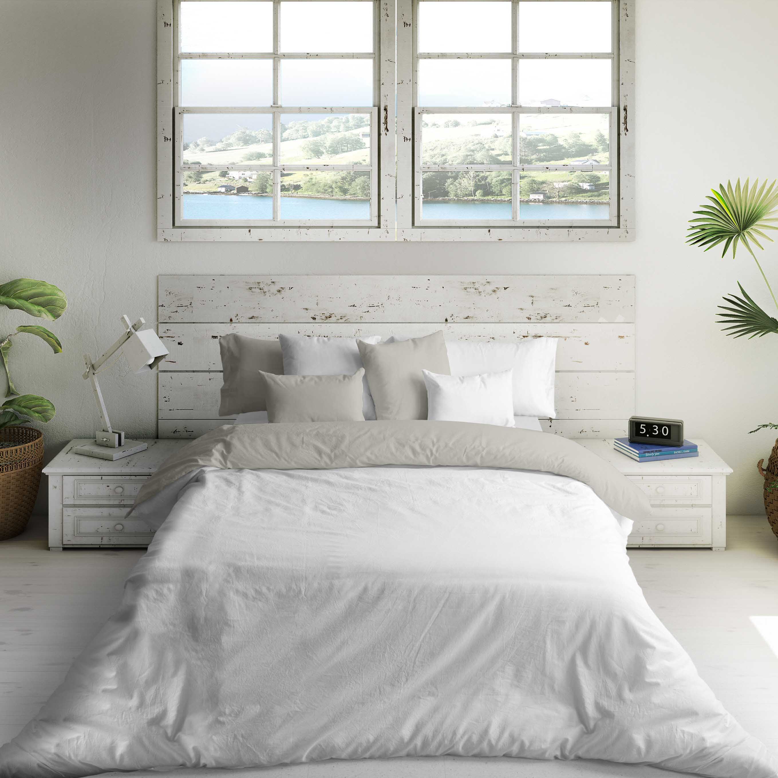 CAPA DE EDREDÃO BICOLOR REVERSÍVEL CINZENTO PÁLIDO 84/ BRANCO 100% ALGODÃO CAMA 105 - 2