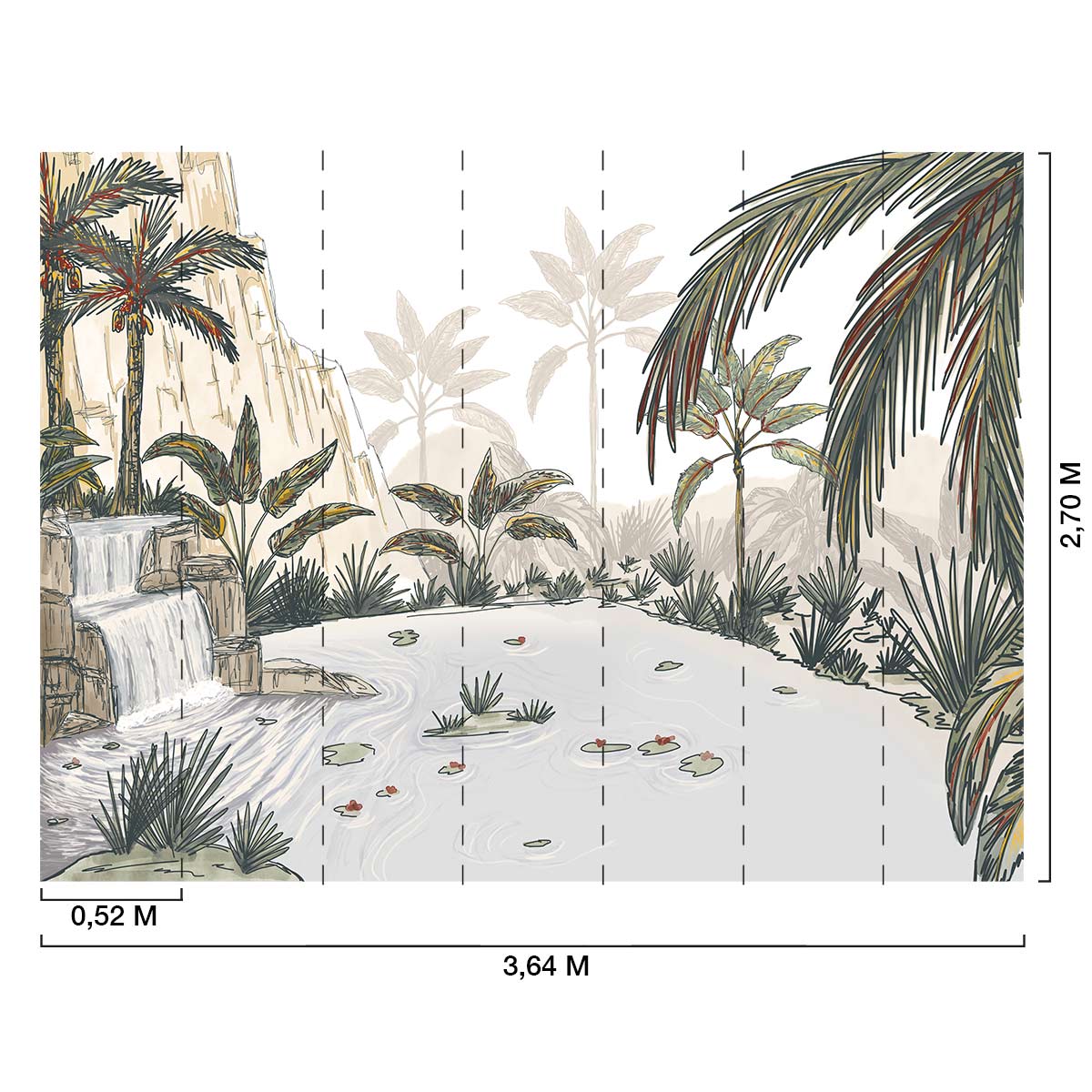 Papier peint panoramique Cascade tropicale - 364x270cm - 3