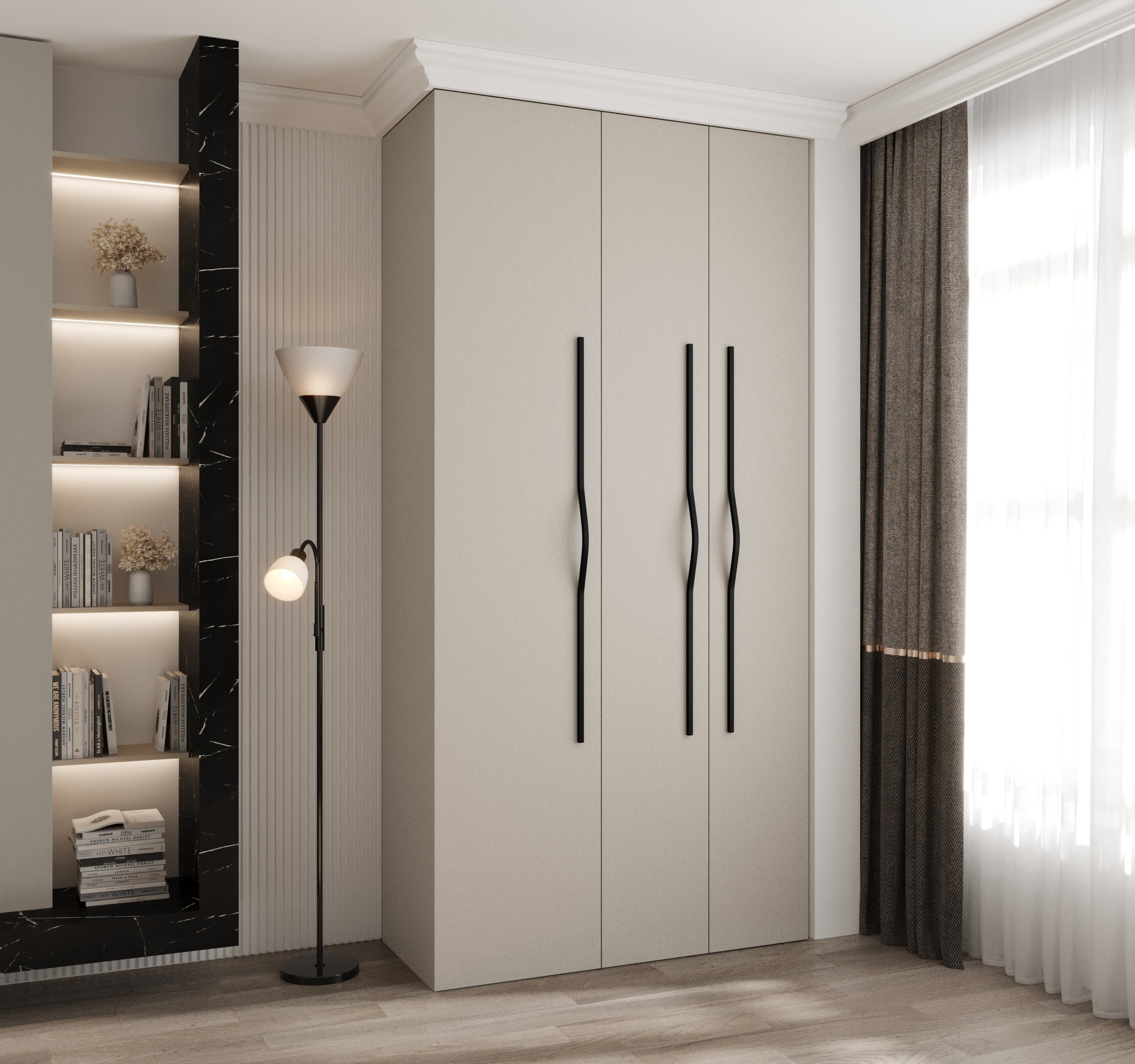 Szafa uchylna otwierana wysoka Como 2 120 x 50 x 245,5 cm kaszmir + u. czarny Abiks Meble - 2