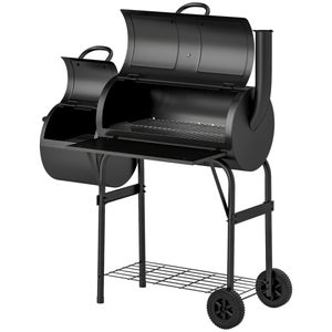 RibasuBB Grill Barbecue Fumoir 3-en-1 84x40cm Avec Thermomètre - Barbecue Charbon Multifonction Pour Jardin Et Camping