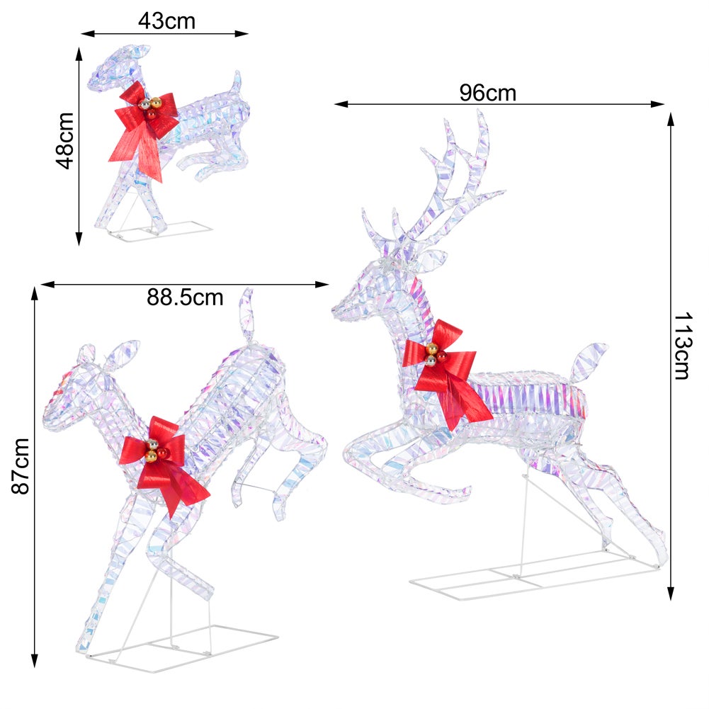 Famiglia 3 Renne Luminose di Natale Renna Cervi Natalizia Decorazione da Esterno - 2