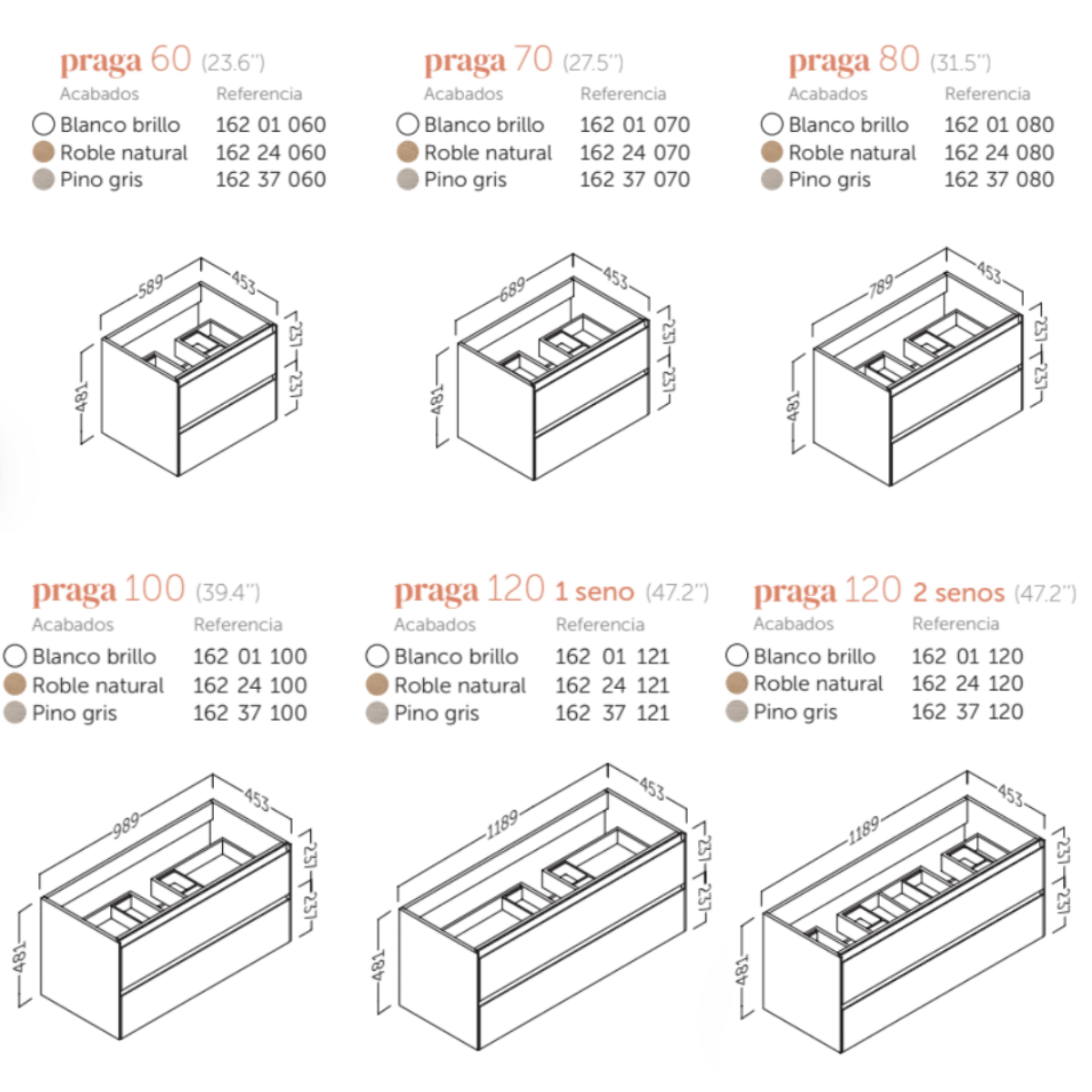 Mobili da bagno a muro con lavandino in ceramica | 120cm-1 Seno | 2 cassetti con maniglia e organizzatore per chiusura imbottita | Bianco lucido - 3