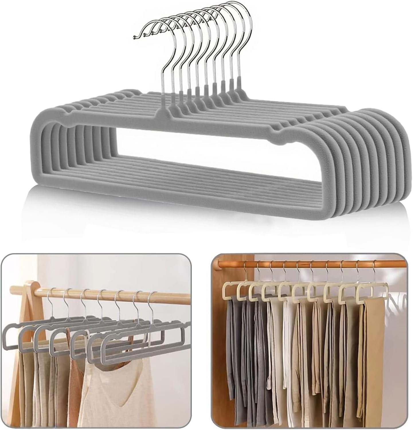 Vileda Set 3 Grucce 3 In 1 Antiscivolo – Ganci Girevoli 360°, Portata 5kg, Per Giacche, Pantaloni E Top - 5