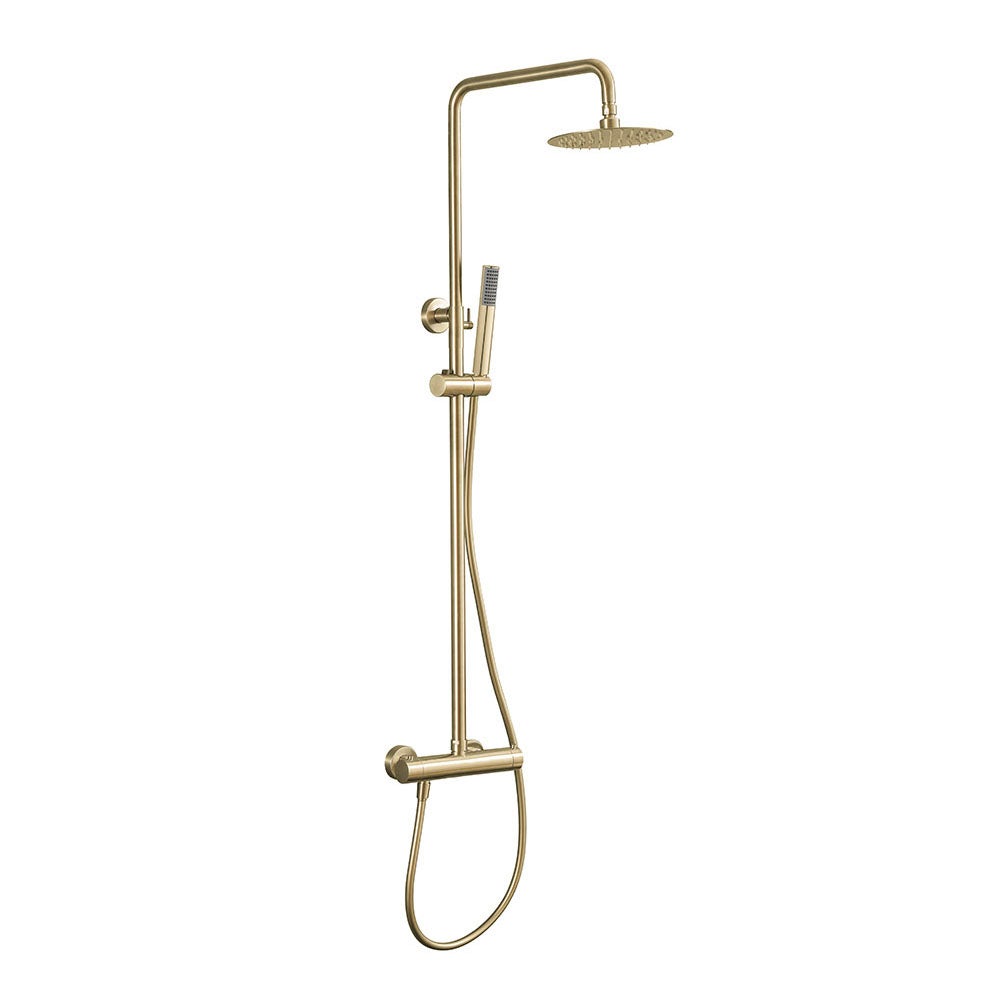 Kibath Columna de Ducha monomando redonda 78-125 cm acabado oro cepillado en latón - 2
