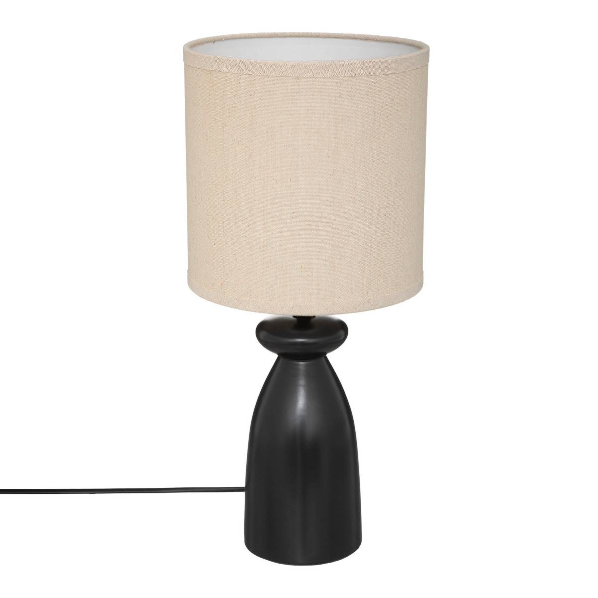 Atmosphera Lampe Timeo Noir Mat En Céramique H25 Cm - Lampe De Table Élégante Et Moderne