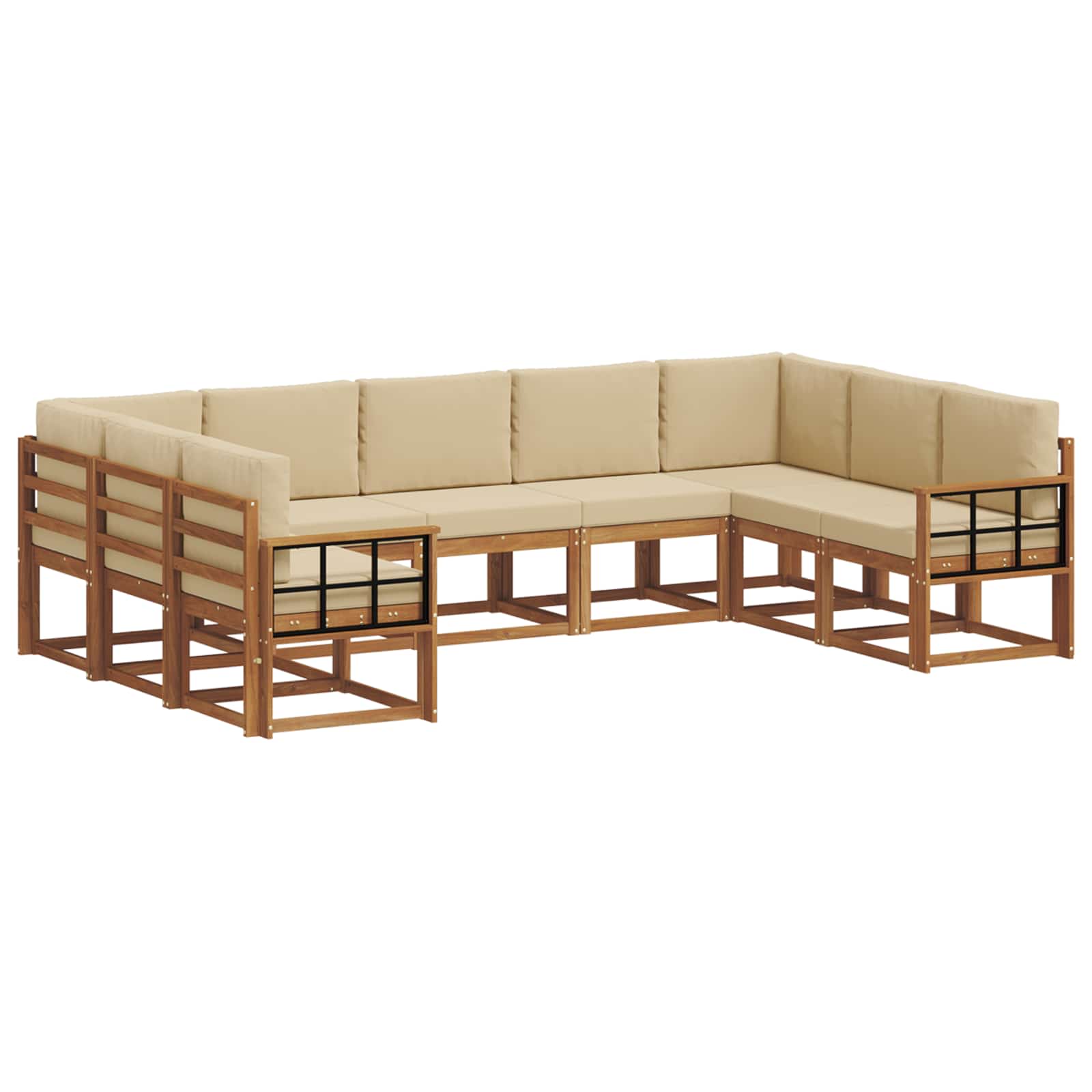 Ensemble de canapés d'extérieur 9 pièces naturel et beige - 2