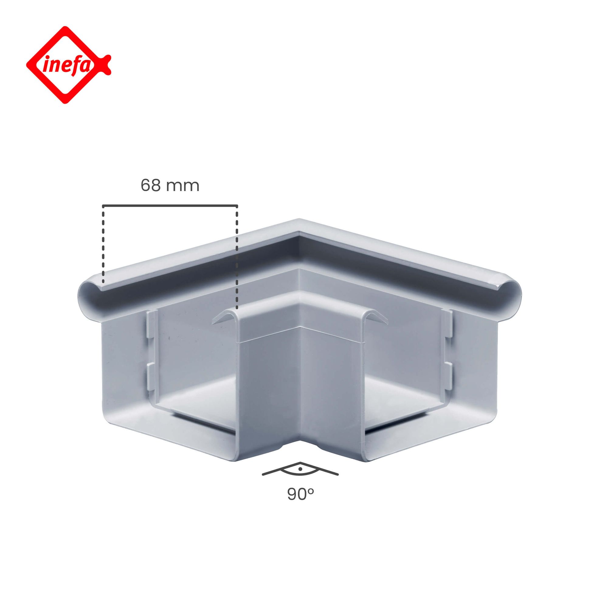 INEFA Canto de calha exterior 90 graus plástico 68mm cinza - 2