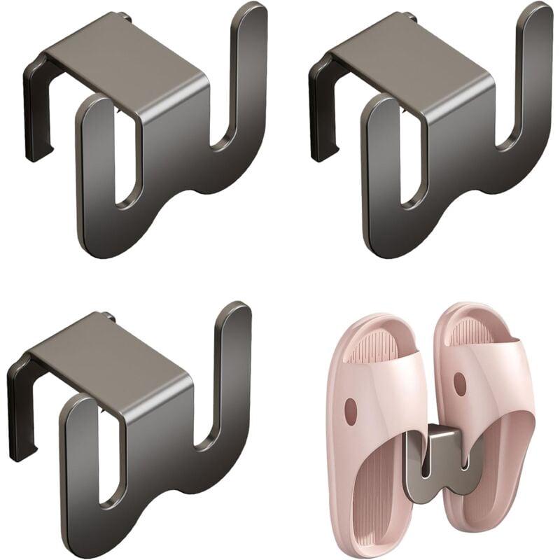 Lot De 4 Porte Chaussures Mural Aluminium Blanc - Support Chaussures 5kg Salle De Bain Cuisine Camping-Car