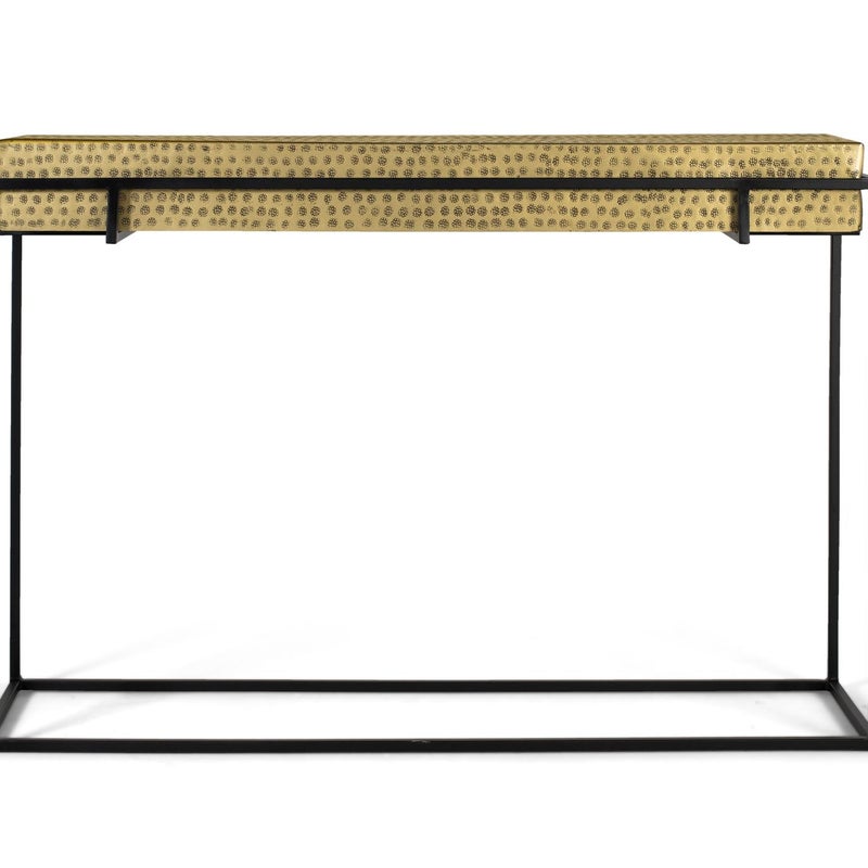 Konsola ze stali z nogami z pozłacanego żelaza, 123 cm