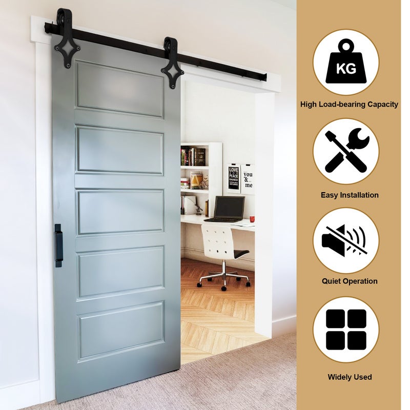 Puerta corredera Diamond 183cm Puerta corredera Carril-guía Puerta de madera Accesorios para puertas - 4