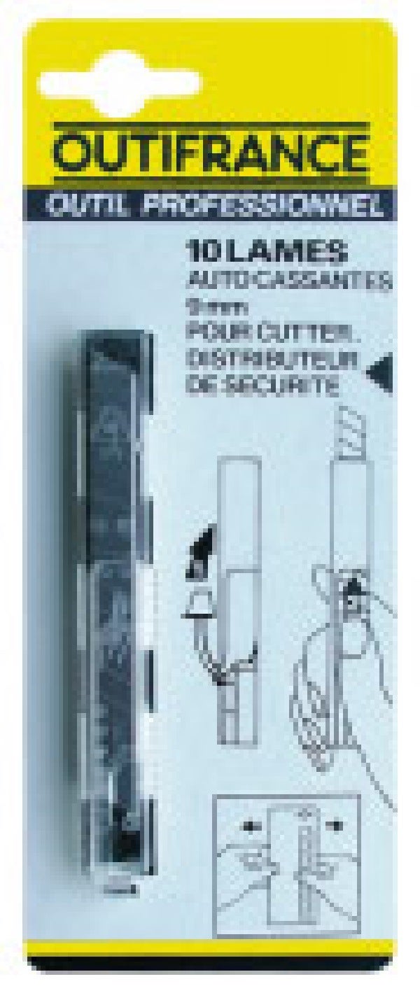 Etui plastique de 10 lames de cutter 25 mm