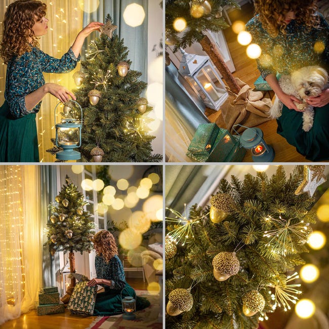 KADAX Albero Di Natale Artificiale 220 Cm, Abete Sintetico In PVC, Rami Densi, Base In Plastica Robusta, Fatto In UE