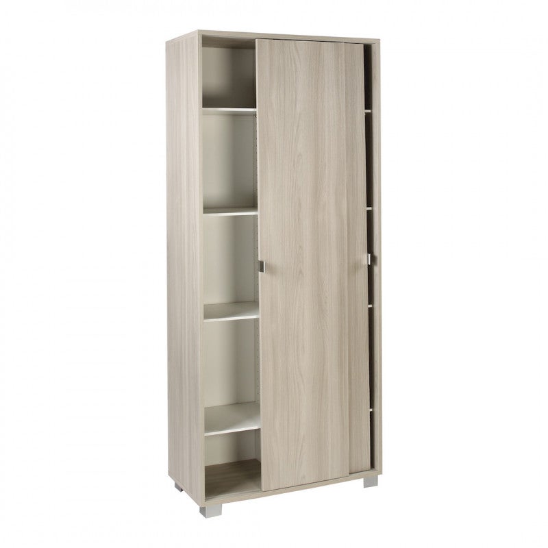 Armoire coulissante à 2 portes, 82 L x 42 P x 190 H, finition orme clair, Sarmog - 5