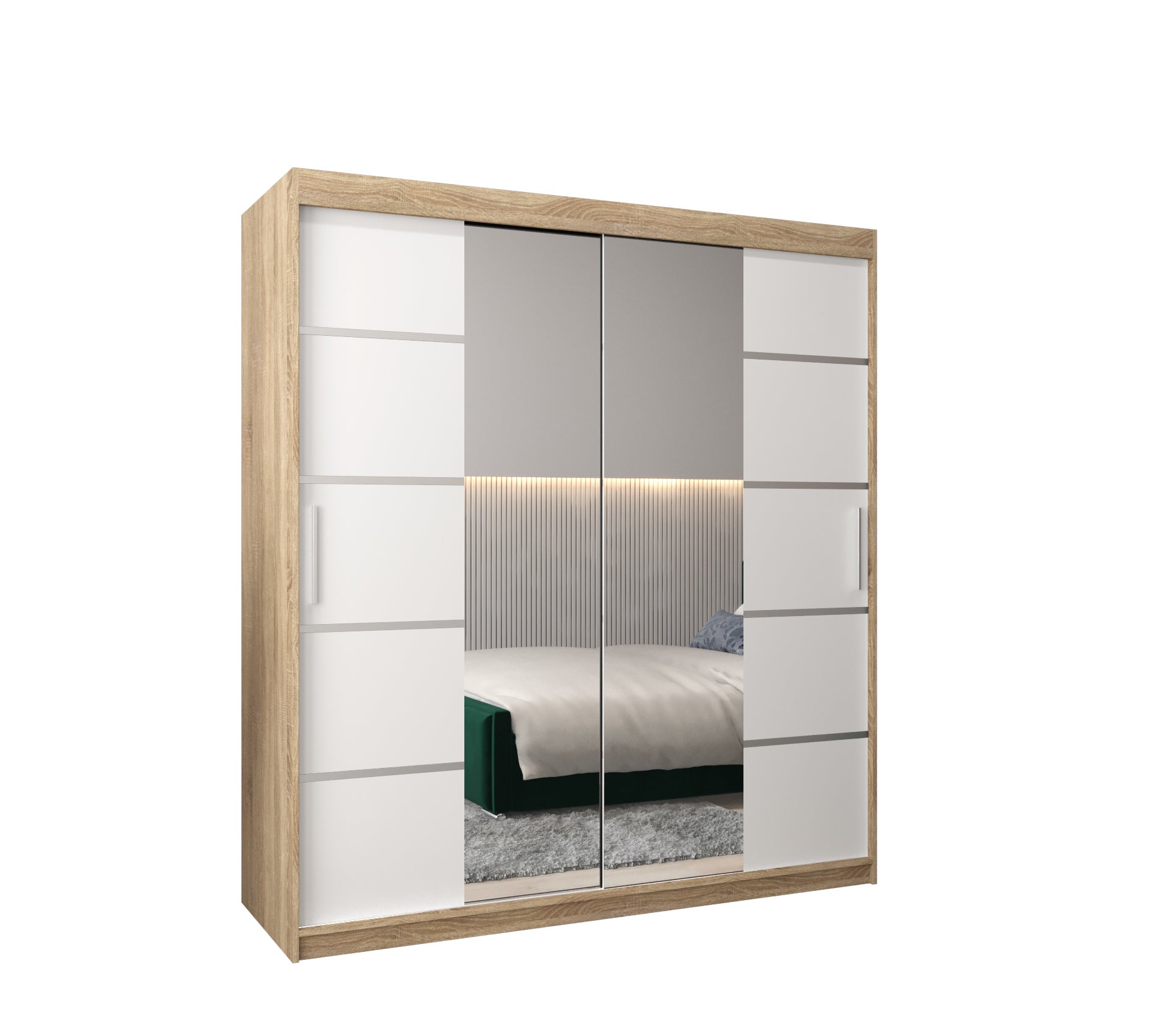 Szafa przesuwna garderoba Verona 4 180 x 62 x 200 cm Sonoma + Biały - Abiks Meble