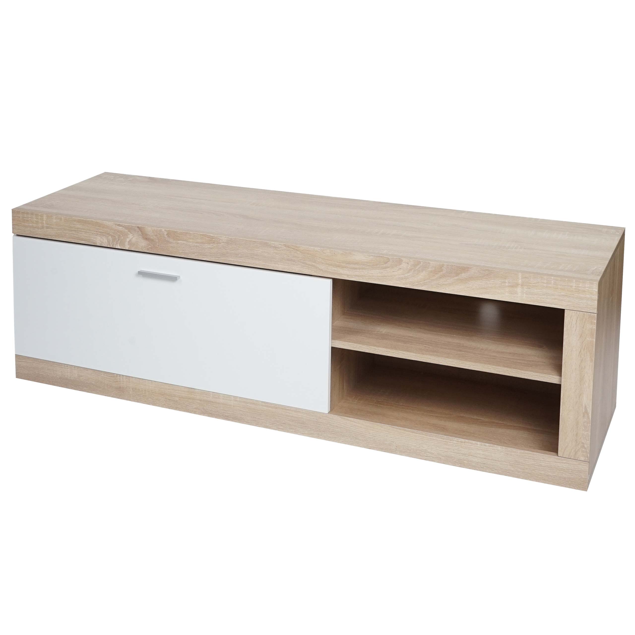 Decoshop26  Mueble De Tv Con Compartimento De Almacenaje Y Puerta 43X140x41 Cm Mdf Efecto Roble 04_0007853 Blanco , Leroy Merlin