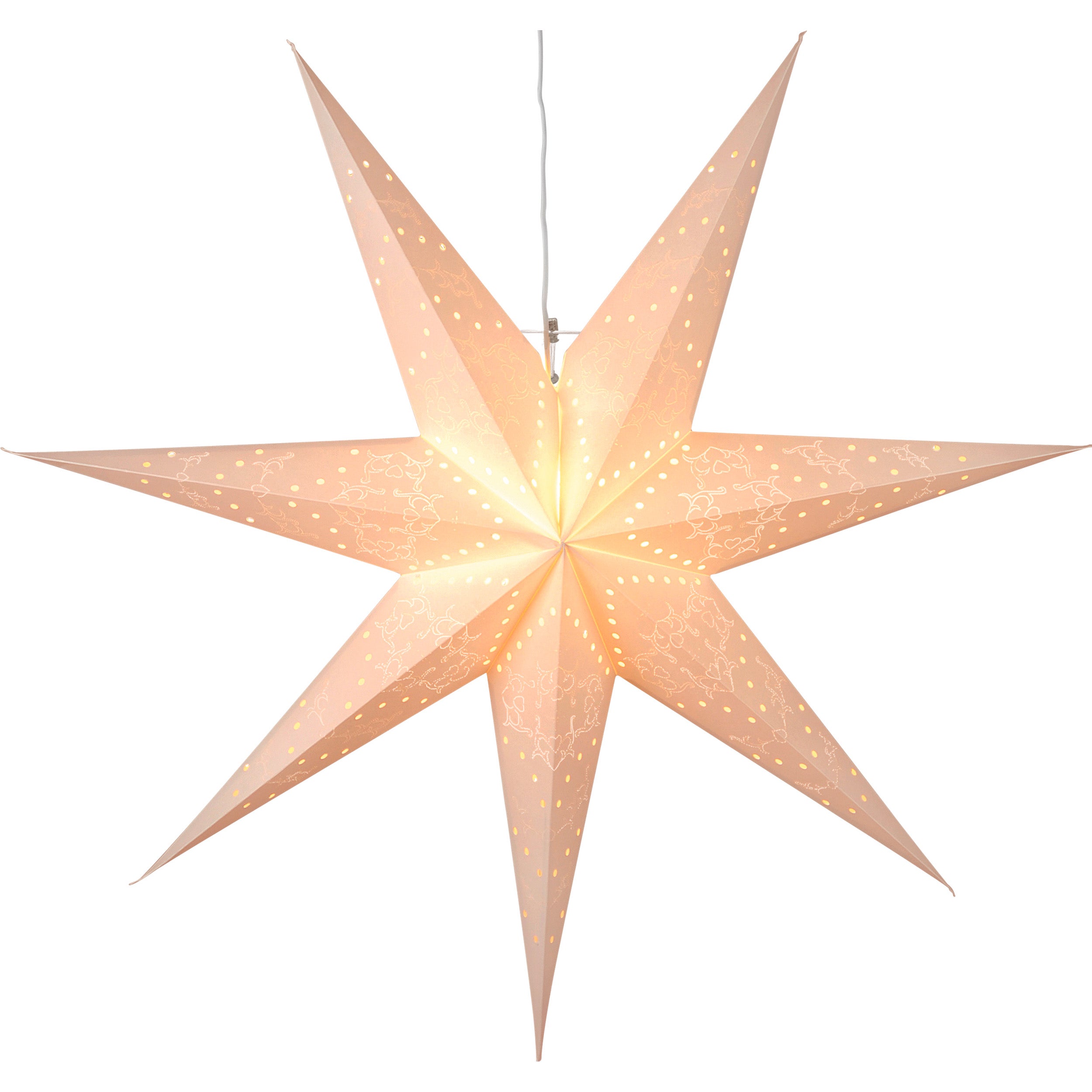 Star Trading Poinsettia Sensy di Star Trading, stella di Natale di carta 3D in bianco, stella decorativa da appendere con cavo, attacco E14, : 70 cm | Leroy Merlin