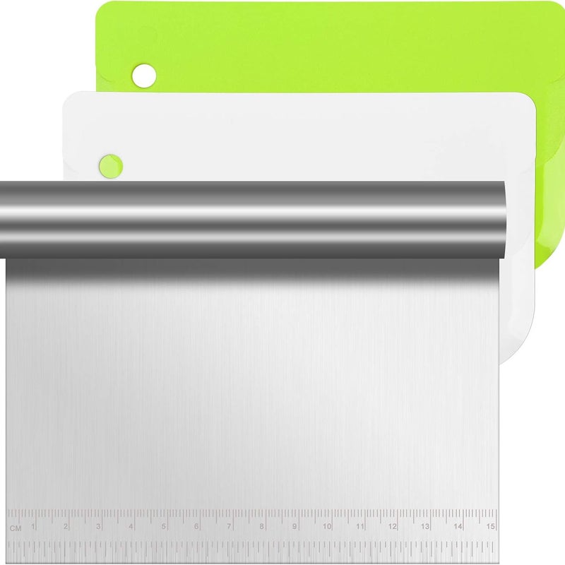 Skrobak do ciasta, 3 szt. ze stali nierdzewnej ze skrobakiem do ciasta z narzędziem pomiarowym, plastikowy skrobak do ciasta może być używany