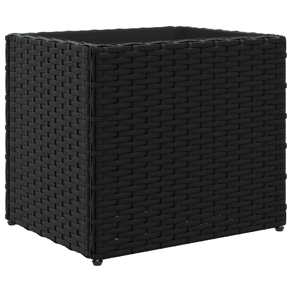 Jardinière bac lit surélevé plantes fleurs jardin terrasses lot de 2 36 x 30 x 32 cm résine tressée noir 02_0038947 - 2