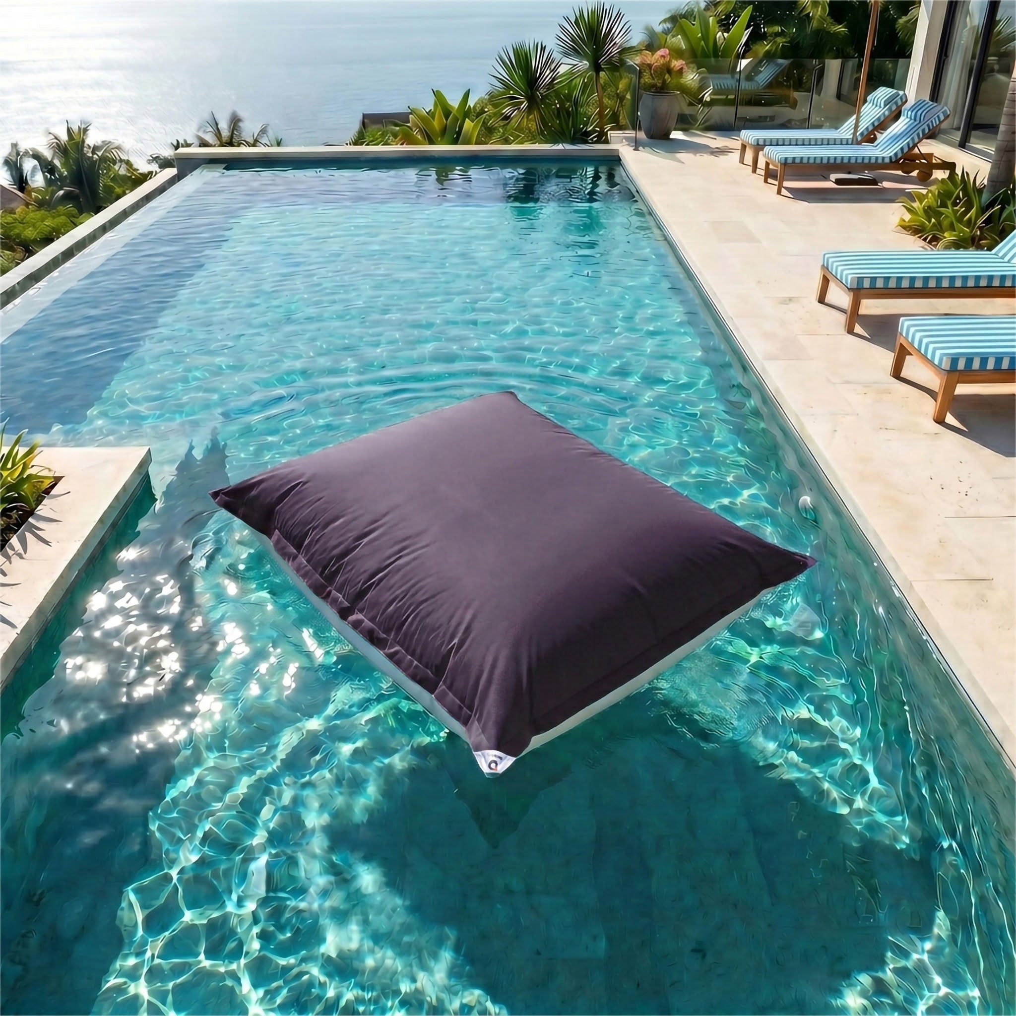 Housse pour Pouf Géant XXL 180x140cm Flottant pour Piscine - Gris carbone - 2