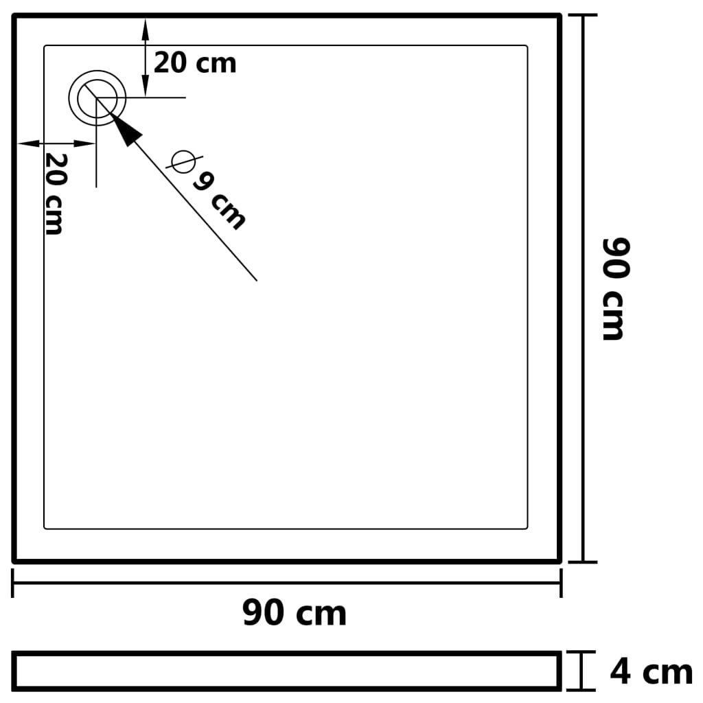 Maison Exclusive - Receveur de douche carré ABS 90x90 cm - 7
