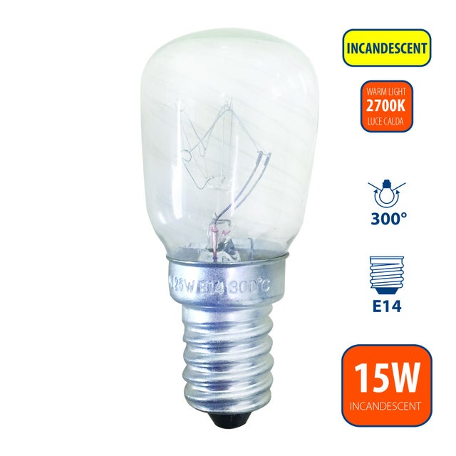Ampoule à incandescence, ST26, 15W/100lm, culot E14, 3000K. Spécial fours