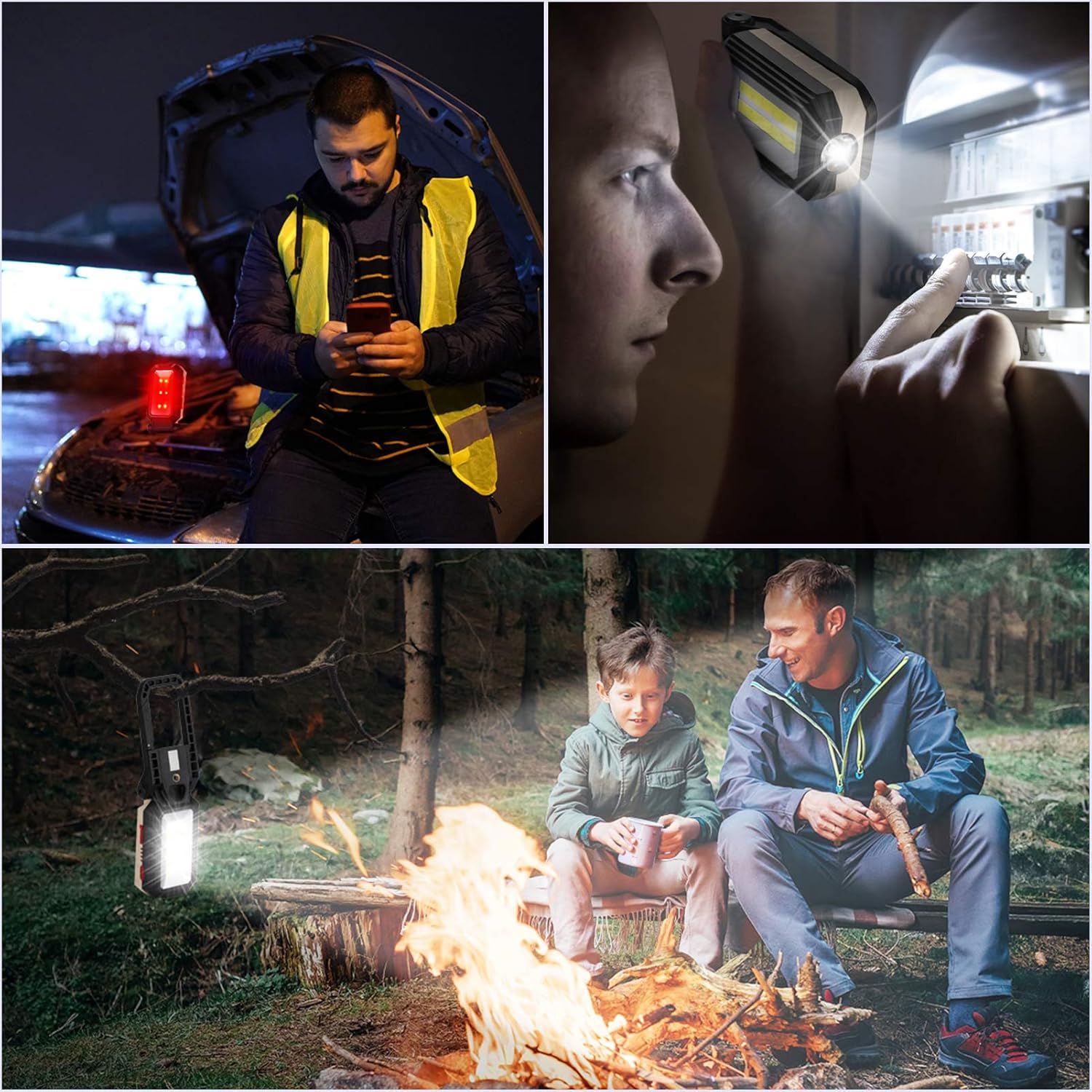 Luce da lavoro a LED, luce da campeggio, faretto a LED ricaricabile, luce da lavoro ricaricabile, torcia COB da officina con base magnetica, adatta p - 2