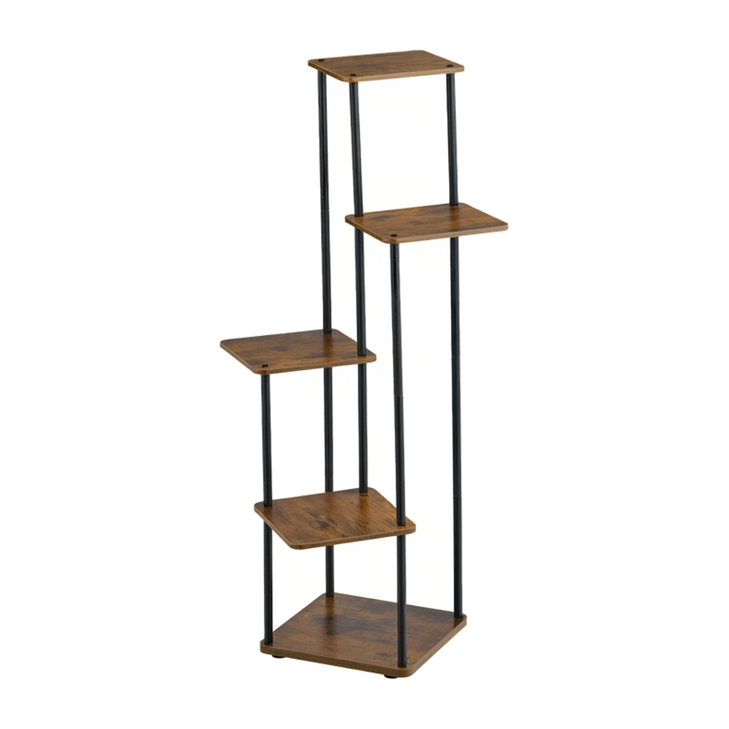 Étagère pour plantes à 5 niveaux pentagonaux, en fer et MDF, 107 x 58 x 58 cm, d'intérieur, Industrial noir, Relaxdays - 7