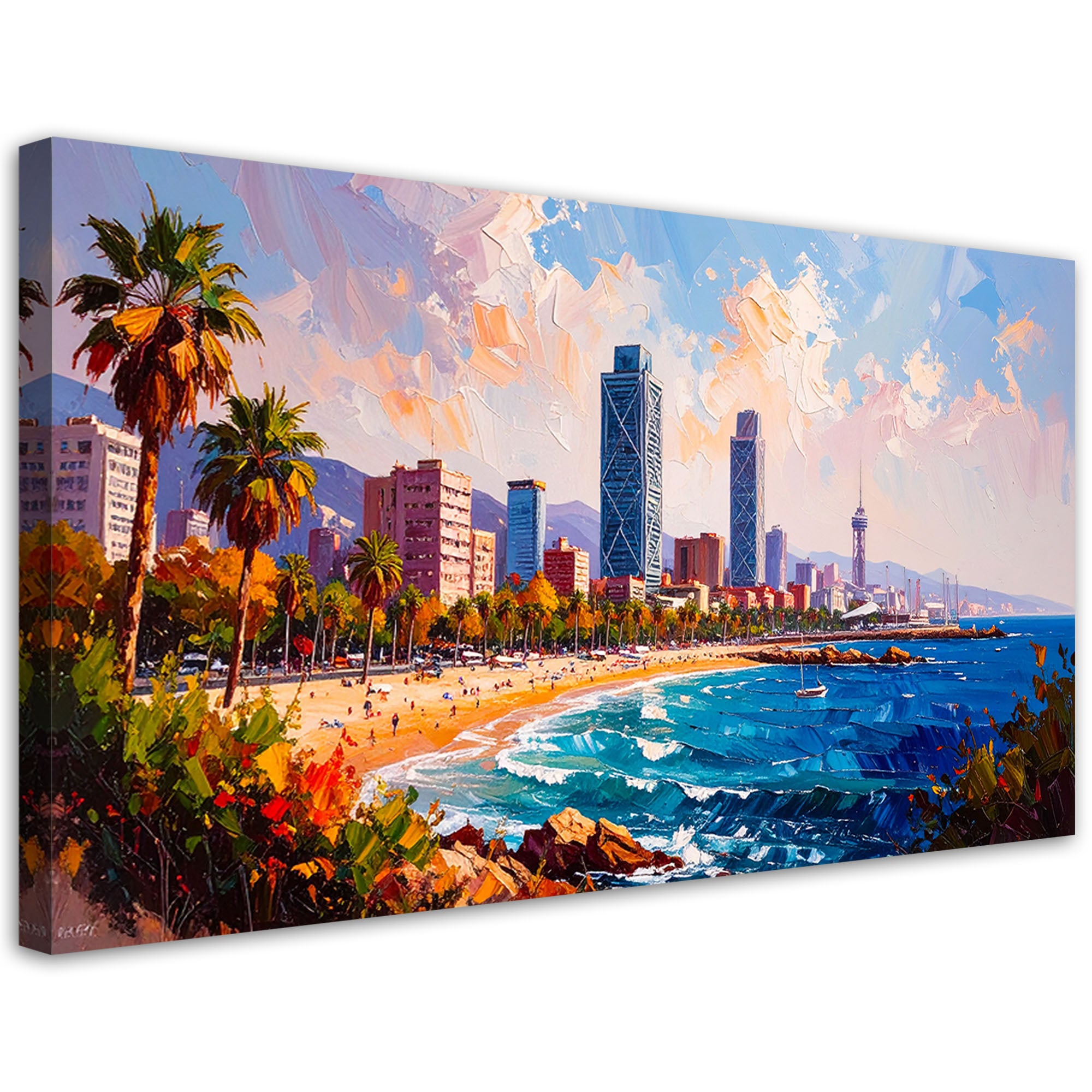 Obraz na płótnie do salonu sypialni plaża barcelona hiszpania 80x40