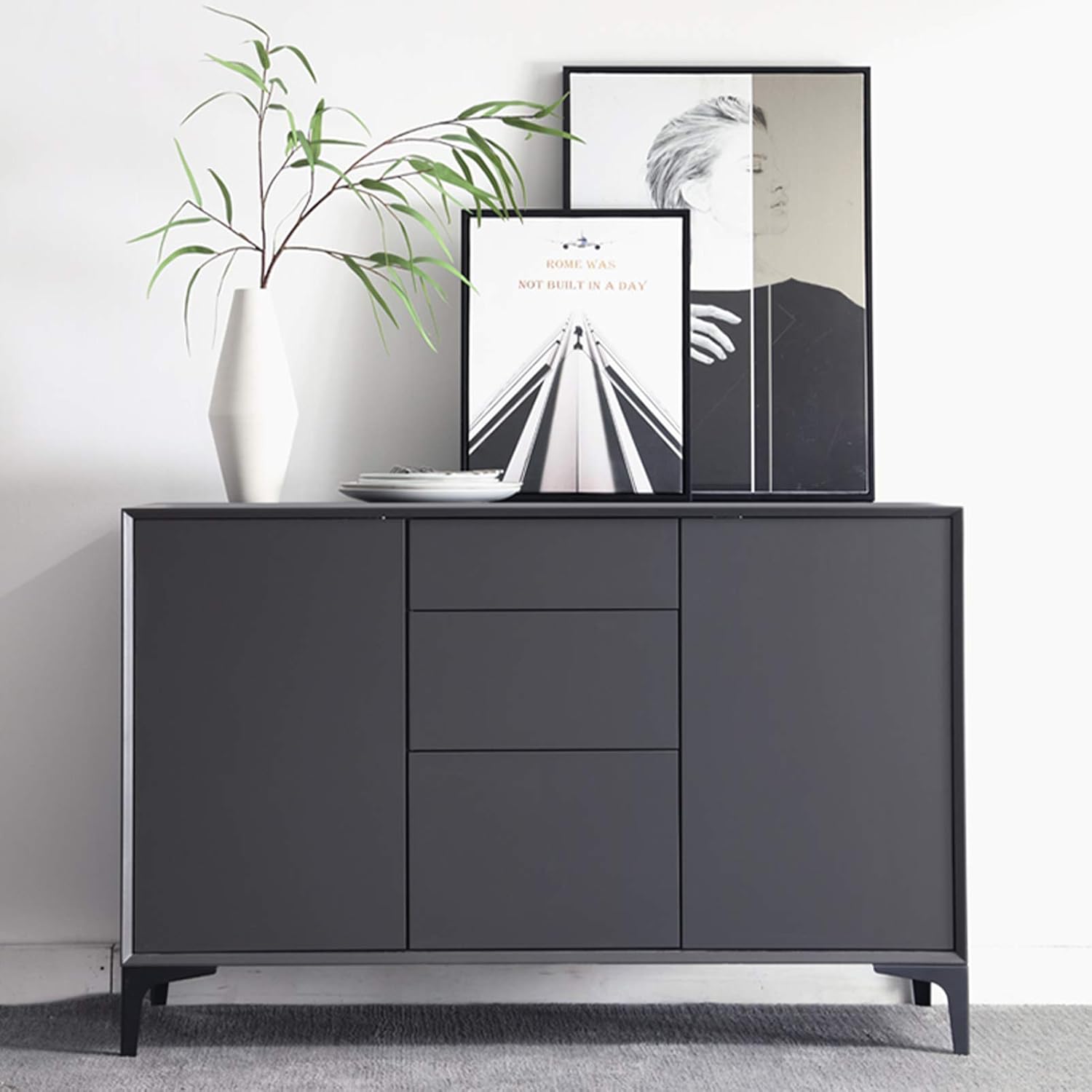 Lot de 4 Pieds de Meubles Charge Jusqu'à 600 KG, Pied de Table Modernes en Métal en Forme de Triangle,avec 4 Protège Pieds, Noir（10cm） - 3