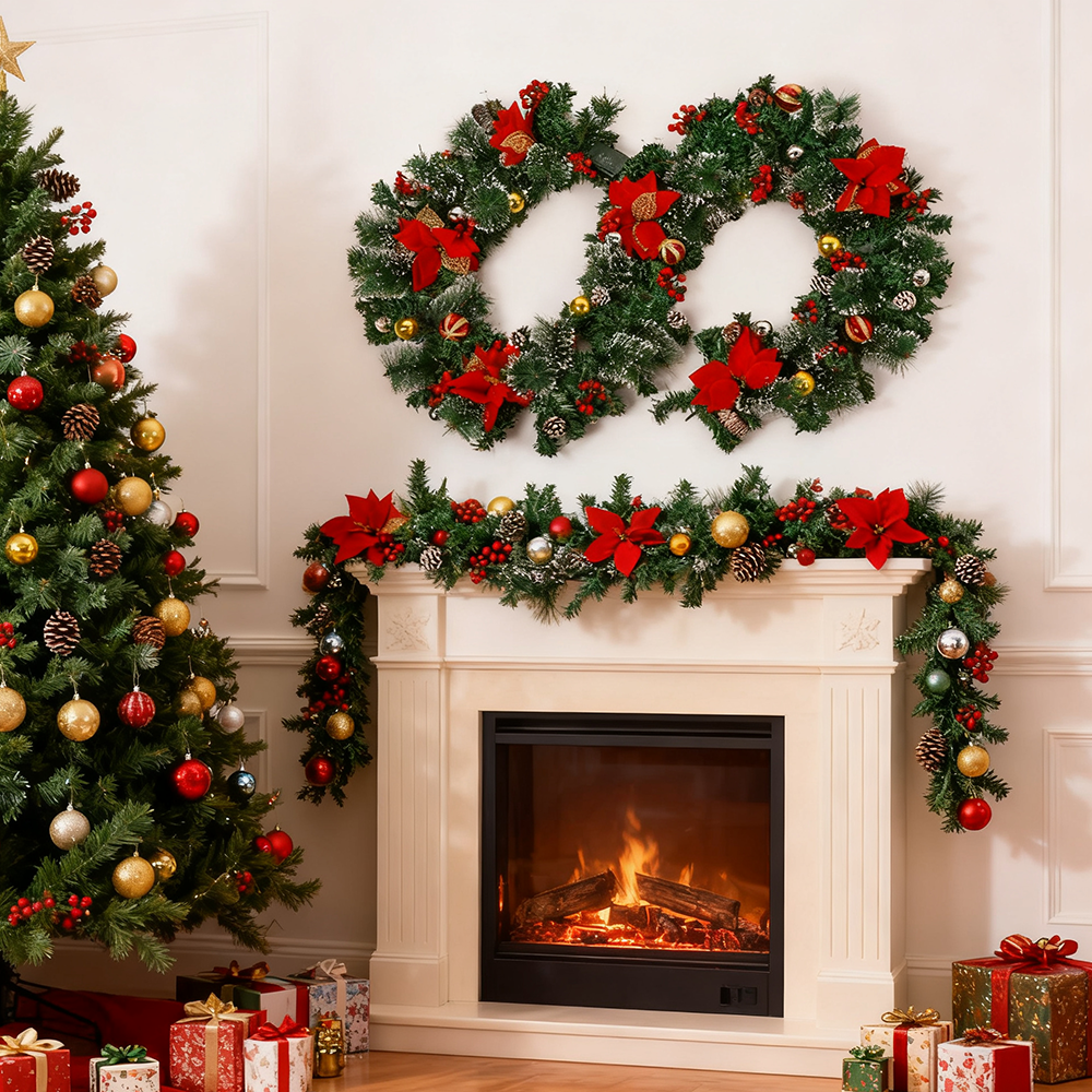 Guirlande De Noël Lumineuse à LED – 5 Mètres, 30 Nœuds Rouges, 8 Modes, Pour Sapin, Porte, Escalier - 10