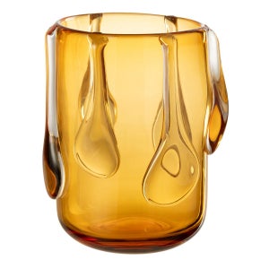 Vase En Verre Design Juliette - 19 Cm De Haut, Couleur Orange & Rose - Marque Paris Prix - Neuf